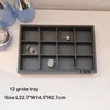 Jewelry Pouches Factory Price 22.7 14.5cm 6/12 Grids Black PU Leather Gray Velvet Tray Earrings Ring Necklace Pendants Storage