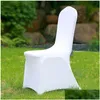 의자 커버 50/100pcs el White Chair Er Office Lycra Spandex Ers 결혼식 파티 식당 크리스마스 드롭 배달 홈 정원 텍스트 OT5GD