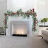 Fiori decorativi Ghirlanda di Natale artificiale da 5,1 piedi con ghirlande rustiche di bacche rosse per la porta d'ingresso Ghirlanda multistagionale piccola