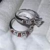 Hartvorm ring Set belofte Enagement Wedding Band Ringen set voor vrouwen mannen AAAAA zirkoon cz Zilver Kleur Vinger Sieraden