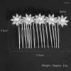 Hårklämmor Jade Angel Sparkling Cubic Zirconia Flower Shaped Comb Trendy 8mm Imitation Pearl Women's Hairpiece Jewelry Accessories