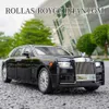 Diecast Model car 1 18 Large Rolls-Royce Phantom Alloy Car Model Simulation Sound And Light Pull Back Toy Car Metal Boy Collection Decoration Gift 231110