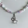 Anhänger Halsketten Herzförmige Halskette Pilz Schmetterling Perlen Handgefertigt Charm Perle Y2k