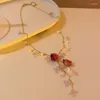 Ensemble de colliers et boucles d'oreilles pour femmes, mode coréenne, fleur immortelle, perles, Bracelet, clavicule