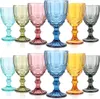 Weingläser 10 Unzen farbiger Glaskelch mit Stiel 300 ml Vintage-Muster geprägtes romantisches Trinkgeschirr für Party-Hochzeits-Drop-Delive