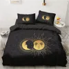 Наборы постельных принадлежностей 3D Black Sets Пуховой одеял одеял Cover Set Set Set Linen Pillowcase King Queen 245x210 см. Размер только золотой дизайн печатанный 230413