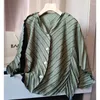 Women's Blouses ALSEY Fashion Miyake Shirts And Blouse Long Sleeve Pleated Design Striped Women Spring Woman Cardigan Jacket 2023