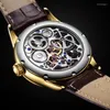 Wristwatches Top Business Men Watch Mechanical Sapphire Mirror Hollow Out Tourbillon Wristwatch Male High-end Personality Tough Guy Clock