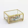 Schmuckbeutel Retro Rechteck Transparent Golden Glas Ring Box Hochzeit Geometrischer Organizer Zuhause Dekorativ Zur Aufbewahrung Schmuckstück