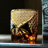 Tumbler Japanisches Edo Kiriko Crystal Gem Bernstein Whiskyglas Manueller Diamantschliff 3D Relief Weinglas Royal Court Clear Whisky Tasting Cup 230413