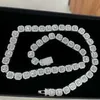Подвесные ожерелья цена мойассанитовая цепь 12 -миллиметровая квадратная теннисная связь стерлингового серебряного серебра 925 Hiphop Ожерелье