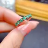 Cluster-Ringe, halber Ewigkeits-Edelsteinring, insgesamt 0,6 ct, 3 mm natürlicher Smaragd, 18 Karat Vergoldung, 925er Silberschmuck