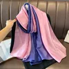 Scarves 2023 Fashion Gradient Large Silk Scarfs For Women Soft Satin Beach Shawls Wraps Female Head Hijab Foulard Bufanda Sunscreen