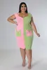 Plus Size Kleider Frauen 5xl Kleid Patchwork Zipper Bodycon Elegant 2023 Sommer Abend Party Röcke Lady Fashion Wholesale Kleidung