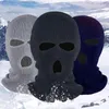 Beanies Beanie/Skull Caps Solid Color 3 Holes Unisex Winddicht Ski Mask Volledig gezicht Kantje Gebreide hoed