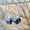 Dangle Earrings Handmade Wire Wrapped Carved Heart Shape Pendant For Women Healing Crystal Chains Necklace Jewelry