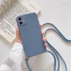 Mobiltelefonfodral Crossbody Necklace Strap Lanyard Cord Liquid Silicone Telefonfodral för iPhone 14 13 12 Mini 11 Pro X XR XS Max 6 6S 7 8 Plus Cover 3M413