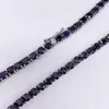 Pendanthalsband Partihandel 4mm 20in Iced Out Top Quality 316L rostfritt stål Black Cubic Zircon Gemstone Tennis Chain Halsband