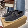 Dress Shoes Summer Walk Loafers LP vrouwen platte schoenen koffie suède slip op metalen slot Tassel mannen mocassins echte lederen slipper causale schoen 230412