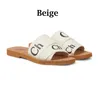 Hot New Fashion Designer Woody Sandalen Voor Vrouwen Muilezels Platte Slides Lichtbruin Beige Wit Zwart Roze Kant Letters Stof Canvas Slippers Dames Zomer Jogging Schoenen