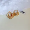 Hoop Earrings Fashion Gold Color Hollow Out For Women Modern Lady's Ear Accessories Daily Wear Chic Jewelry E1253