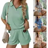 Damen-Trainingsanzüge, Damen-Pyjama-Sets, Kurzarm und Shorts, Loungewear-Set, Nachtwäsche, 2-teilig, N7YD