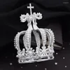 Fermagli per capelli Barocco Vintage Strass Perle Torta Corona Decorazione Diadema rotondo Prom Gioielli da sposa Diademi Accessori