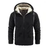 남성용 재킷 2024 겨울 느슨한 양고기 양털 후드 재킷 패션 캐주얼 카디건 두꺼운 코트 남자 지퍼 긴 소매 따뜻함