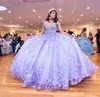 Sage Quinceanera Dress 2024 Beaded Corset Charro Mexican Rose Gold Quince Sweet 15/16 Birthday Party Gown for 15th Girl Drama Winter Formal Prom Gala Lavender Ice-Blue