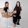 Dopasowanie rodzinnych strojów rodzina wszystkie sezony żebrowane bawełniane rodzinne ubrania Baby Romper Top Dress Boy T-Shirt Teen Top Girl
