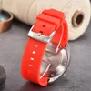 Relógios de pulso pulseira de silicone vermelho marca original requintado homens relógios 3 olhos movimento quartzo relógio de alta qualidade vendedor recomendar