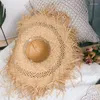 Szerokie brzegi czapki fitshinling puste rafia słomy kapelusz 2023 Summer bohemian fringe słońce dla kobiet ręcznie robione wakacje na plaży