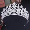 Hair Clips Baroque Vintage Crystal Leaf Bridal Tiaras Big Crowns Women Rhinestone Pageant Diadem Wedding Accessories African Jewelry