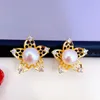 Stud Earrings 2023 Flora Design Natural Pearl Handmade Women DIY Jewelry Lady Gifts