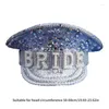 Berets mão frisada lantejoulas capitão chapéu cintilante cristal para noiva casamento adereços incrustados camadas pérolas traje
