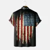 Casual shirts voor heren 4 juli Mens Gedrukt Camisa Masculin -Amerikaanse vlag Grafische korte mouw Beach Blouses Independence Day Blusas