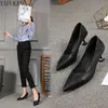 Dress Shoes Soft Leather Shallow Fashion Women's High Heels Shoes Black Pointed Toe Women Pumps Show Thin Female Office Shoe 230413