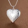 Anhänger Halsketten Luxus 925 Stempel Silber Farbe Halskette für Frau 18 Zoll Herz Po Rahmen Mode Trend Schmuck Hochzeit Urlaub Geschenke