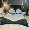 Bordado de cama azul de laranja premium Bordado de cetim 60s como algodão de seda conjunto de tampa de tampa de linho de linho de linho de lençóis