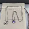 Box Chain Designer Luxury Neckor Dy Cable Classics Pendant Necklace in Sterling Silver With Amethyst och Pave Diamonds at Ahee Jewelers