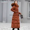 Parkas de Down Women V es 2023 New Down Cotton Revended Drened Parkas 3xl Fashion Fur Collar Veste d'hiver Femmes Femme Hooded Hooded Hiver Coat J231113