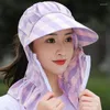 Visors Summer Plaid Sun Shats Shect с защитой от вентилятора широкая края Anti-UV.