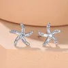 Studörhängen söta flickor Animal Starfish For Women Silver Gold Color White Zircon Small Ear Studs Daily Party Födelsedagsmycken