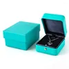 Bolsas de jóias luxo romântico t azul caixa de presente de couro anel colar organizador de armazenamento de embalagem para casamento propor