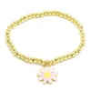 Strand Vlen Daisy Flower Charm Bransoletka dla dziewczynki Prezent Wysokiej jakości złote koraliki Bracelety japońskie koreańskie biżuteria w stylu