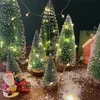 Christmas Decorations Mini Tree Green Cedar LED Lights Pine Needle Decor Desktop Ornament Gifts Year Home Party Supply 231113