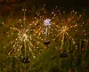 Lâmpada de fogos de artifício solar à prova d'água LED para exterior montada no chão dente de leão luzes decorativas de Natal decoração de festa de ano novo fabricada na China