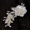 Pinces à cheveux SLBRIDAL strass faits à la main opale cristal perles fleur feuille pince de mariée Barrettes accessoires de mariage femmes bijoux