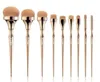 ICONIC LONDON HD 9 pièces pinceaux de maquillage ensemble poignée en or pour fond de teint poudre pinceaux de maquillage Pincel Maquiagem outils de beauté