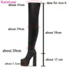 Klänningskor Platform High Heeled Women Over The Kne High Boots Brand Design Winter Fashion Sexig Elegant Walking Comfy Women Shoes 231113